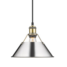 Golden 3306-M AB-CH - Yep by Golden Lighting Orwell 1-light 10in Pendant in Aged Brass and Chrome shade